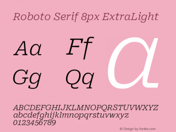 Roboto Serif 8px ExtraLight Version 1.004图片样张