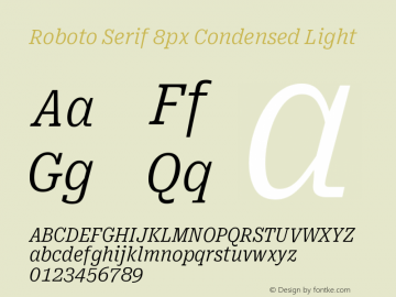 Roboto Serif 8px Condensed Light Version 1.004图片样张