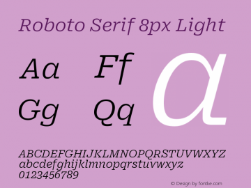 Roboto Serif 8px Light Version 1.004图片样张