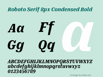 Roboto Serif 8px Condensed Bold Version 1.004图片样张