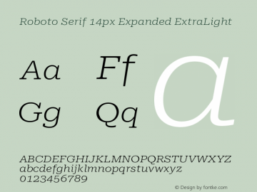 Roboto Serif 14px Expanded ExtraLight Version 1.004图片样张