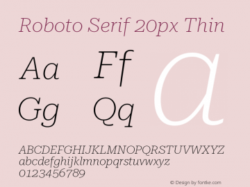 Roboto Serif 20px Thin Version 1.004图片样张