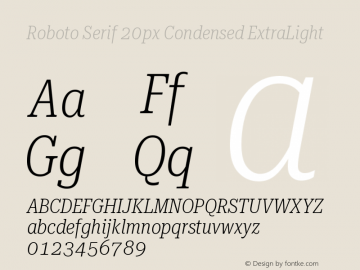 Roboto Serif 20px Condensed ExtraLight Version 1.004图片样张