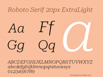 Roboto Serif 20px ExtraLight Version 1.004图片样张
