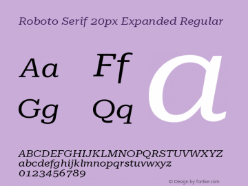 Roboto Serif 20px Expanded Regular Version 1.004图片样张