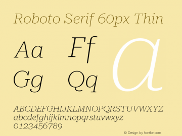 Roboto Serif 60px Thin Version 1.004图片样张