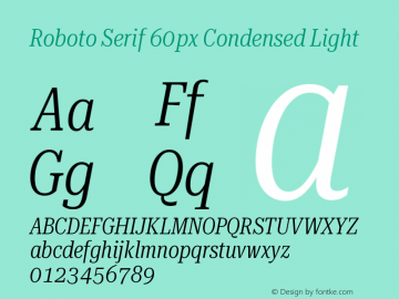 Roboto Serif 60px Condensed Light Version 1.004图片样张