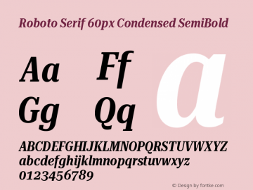 Roboto Serif 60px Condensed SemiBold Version 1.004图片样张