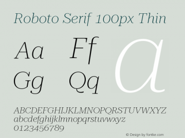 Roboto Serif 100px Thin Version 1.004图片样张