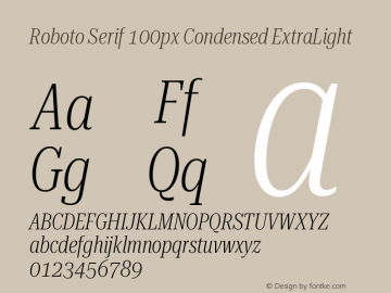 Roboto Serif 100px Condensed ExtraLight Version 1.004图片样张