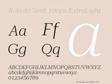 Roboto Serif 100px ExtraLight Version 1.004图片样张