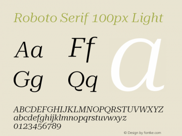 Roboto Serif 100px Light Version 1.004图片样张