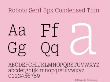 Roboto Serif 8px Condensed Thin Version 1.004图片样张