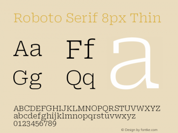 Roboto Serif 8px Thin Version 1.004图片样张