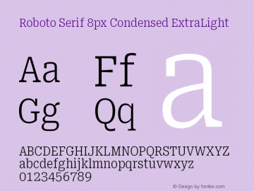 Roboto Serif 8px Condensed ExtraLight Version 1.004图片样张