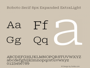 Roboto Serif 8px Expanded ExtraLight Version 1.004图片样张