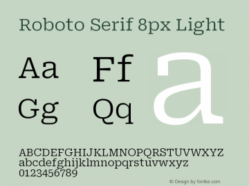 Roboto Serif 8px Light Version 1.004图片样张