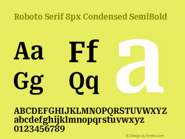 Roboto Serif 8px Condensed SemiBold Version 1.004图片样张