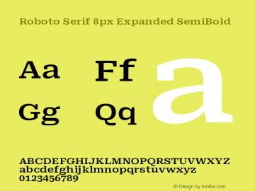 Roboto Serif 8px Expanded SemiBold Version 1.004图片样张