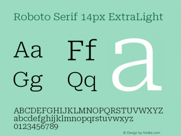 Roboto Serif 14px ExtraLight Version 1.004图片样张