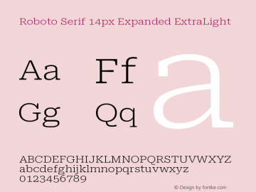 Roboto Serif 14px Expanded ExtraLight Version 1.004图片样张