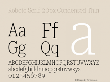 Roboto Serif 20px Condensed Thin Version 1.004图片样张