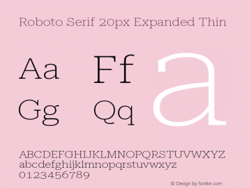 Roboto Serif 20px Expanded Thin Version 1.004图片样张