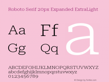 Roboto Serif 20px Expanded ExtraLight Version 1.004图片样张