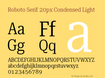Roboto Serif 20px Condensed Light Version 1.004图片样张
