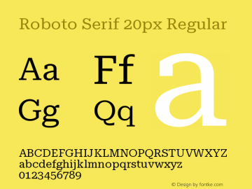 Roboto Serif 20px Regular Version 1.004图片样张