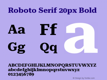 Roboto Serif 20px Bold Version 1.004图片样张