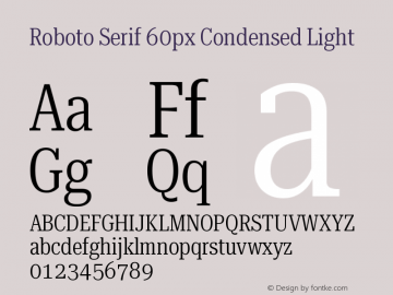 Roboto Serif 60px Condensed Light Version 1.004图片样张