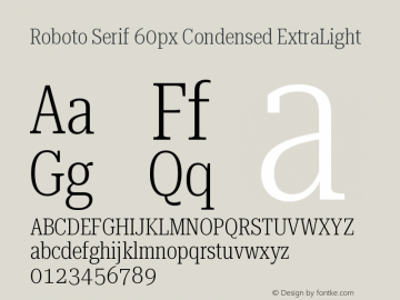 Roboto Serif 60px Condensed ExtraLight Version 1.004图片样张