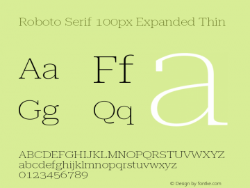 Roboto Serif 100px Expanded Thin Version 1.004图片样张