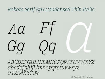 Roboto Serif 8px Condensed Thin Italic Version 1.004图片样张