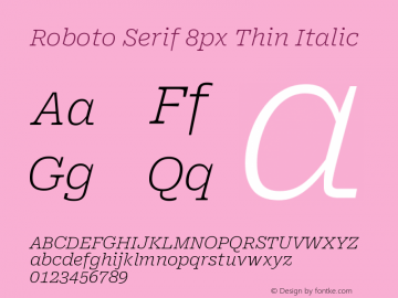 Roboto Serif 8px Thin Italic Version 1.004图片样张
