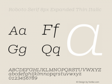 Roboto Serif 8px Expanded Thin Italic Version 1.004图片样张