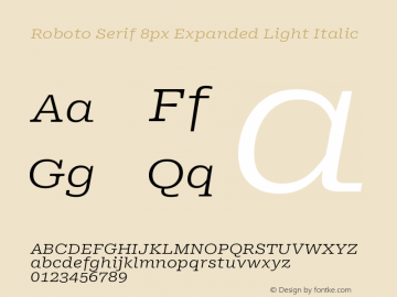 Roboto Serif 8px Expanded Light Italic Version 1.004图片样张