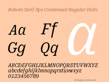 Roboto Serif 8px Condensed Regular Italic Version 1.004图片样张