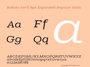 Roboto Serif 8px Expanded Regular Italic Version 1.004图片样张
