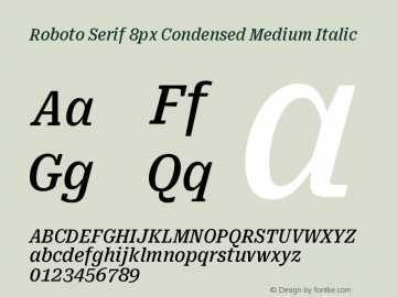 Roboto Serif 8px Condensed Medium Italic Version 1.004图片样张