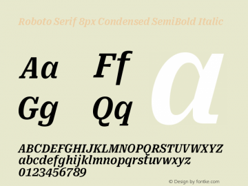 Roboto Serif 8px Condensed SemiBold Italic Version 1.004图片样张