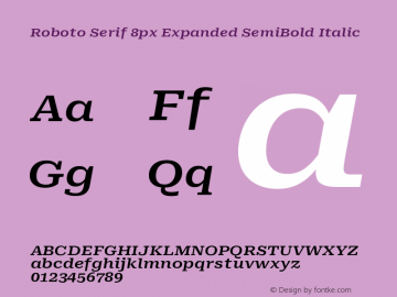 Roboto Serif 8px Expanded SemiBold Italic Version 1.004图片样张