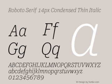 Roboto Serif 14px Condensed Thin Italic Version 1.004图片样张