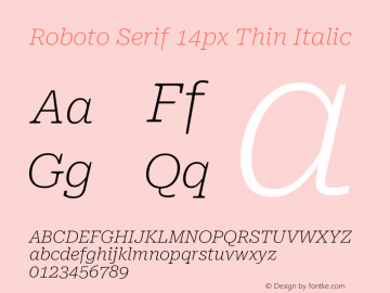 Roboto Serif 14px Thin Italic Version 1.004图片样张