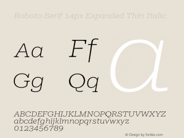 Roboto Serif 14px Expanded Thin Italic Version 1.004图片样张