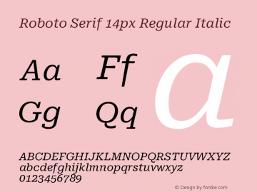 Roboto Serif 14px Regular Italic Version 1.004图片样张