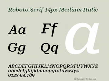 Roboto Serif 14px Medium Italic Version 1.004图片样张