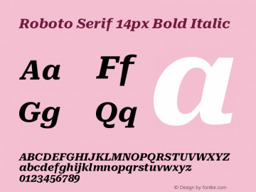 Roboto Serif 14px Bold Italic Version 1.004图片样张