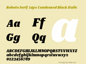 Roboto Serif 14px Condensed Black Italic Version 1.004图片样张